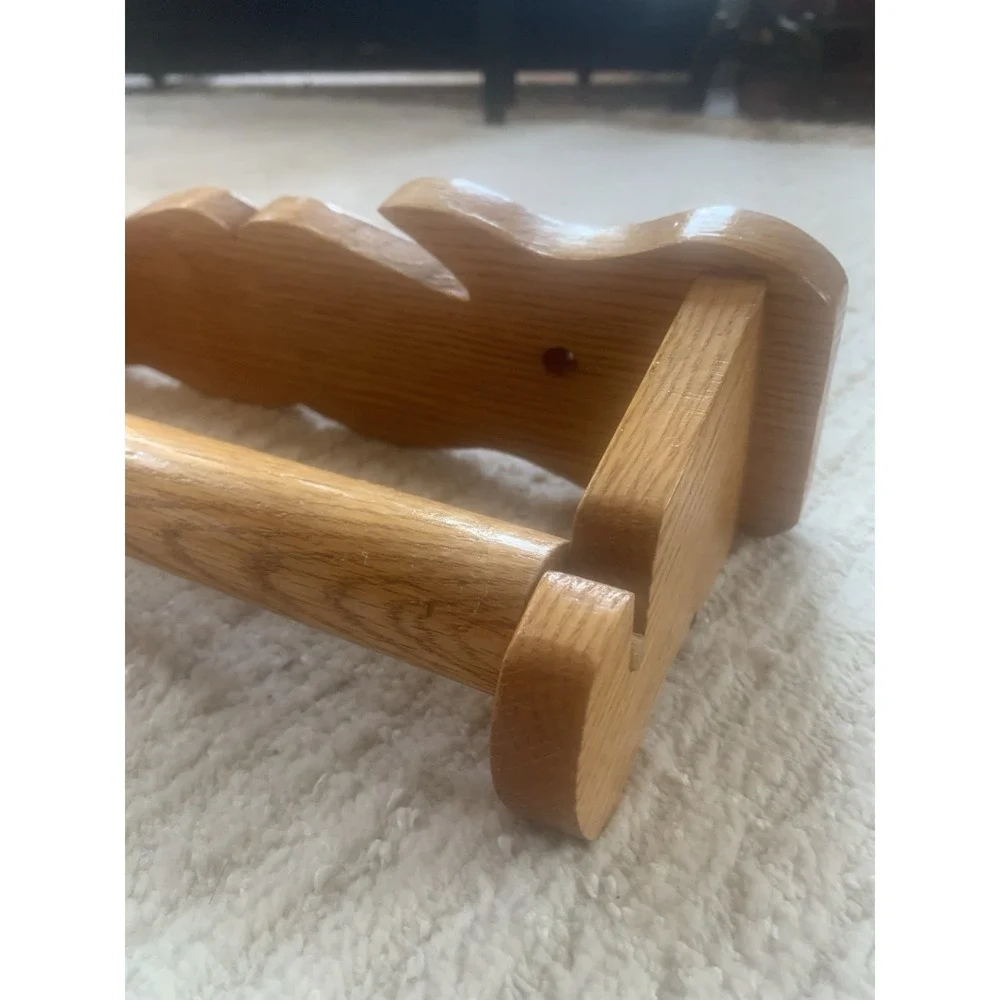 Vintage Wooden Oak Farmhouse Paper Towel Holder Wall Mount Rustic